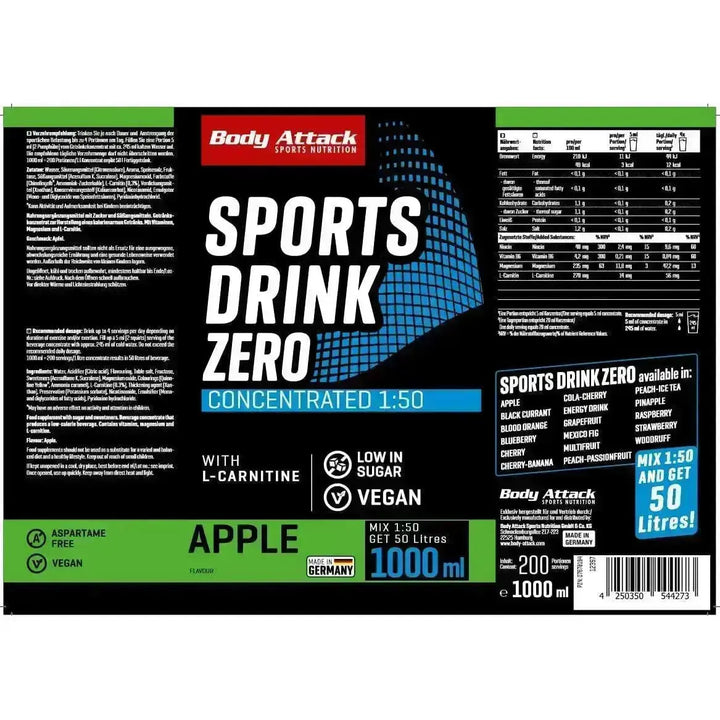 Body Attack Sports Drink Zero 1000 ml
