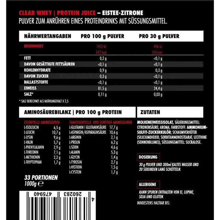 Big Zone Clear Whey Protein Juice 1000g Beutel