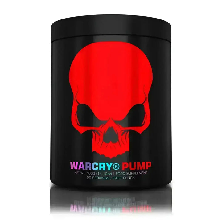 Schwarzer Container mit rotem Schädel für Warcry® PUMP von Genius Nutrition