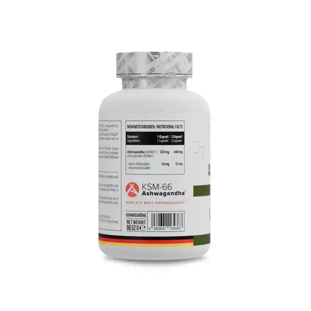 Ashwagandha KSM-66® Supplementflasche von MST Ashwagandha KSM 66 120 Kaps