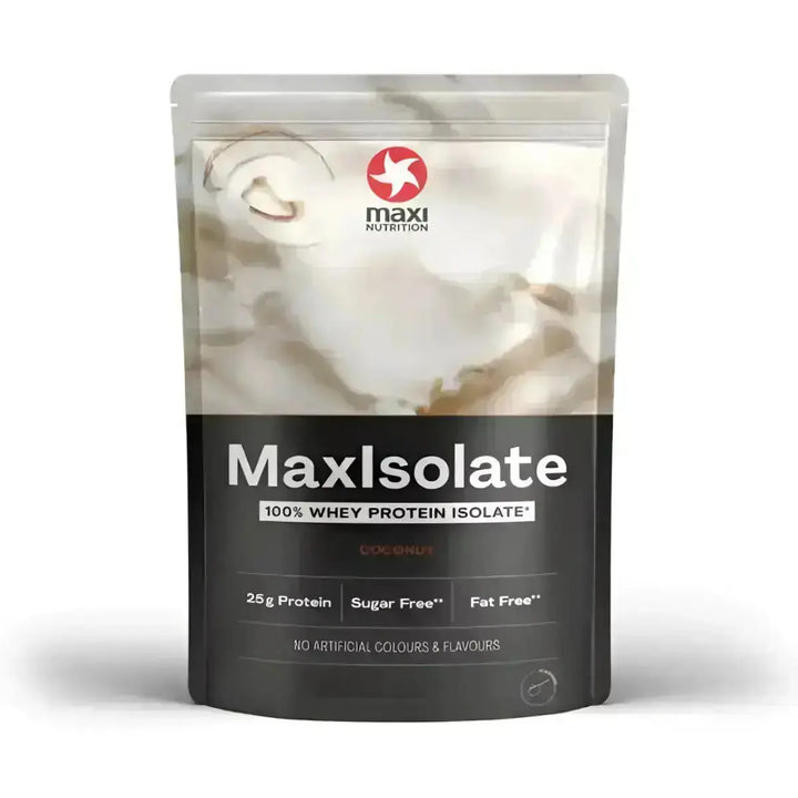 MaxiNutrition MaxIsolate 1000g mit Kokosgeschmack, idealer Whey Protein Isolate Pulverschub
