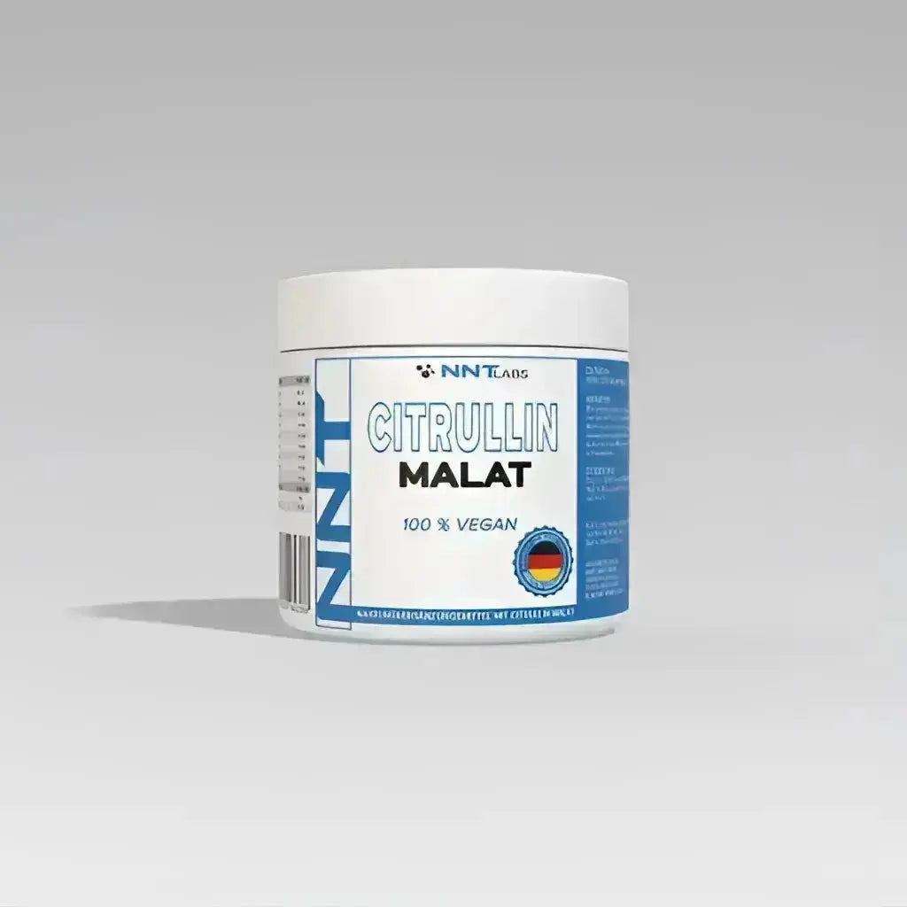 Weißer Glasbehälter mit NNT Citrullin Malat, Citrullin Malat 210 g für Power