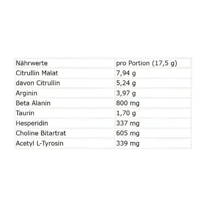 Nutrition Facts Table auf NNT Death Head Stim Free Booster 350g Produkt