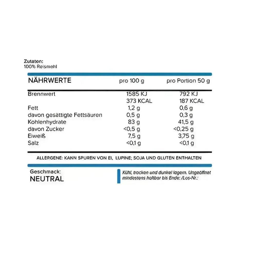 NNT Reispudding 1500 g Nährwerttabelle für leckeren Reispudding 1500 g