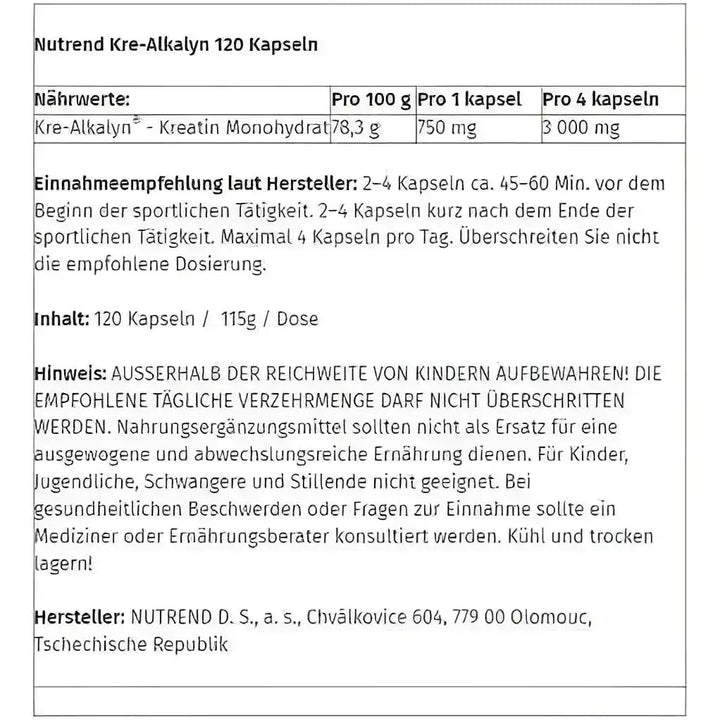 Nutrend Kre-Alkalyn 120 Caps