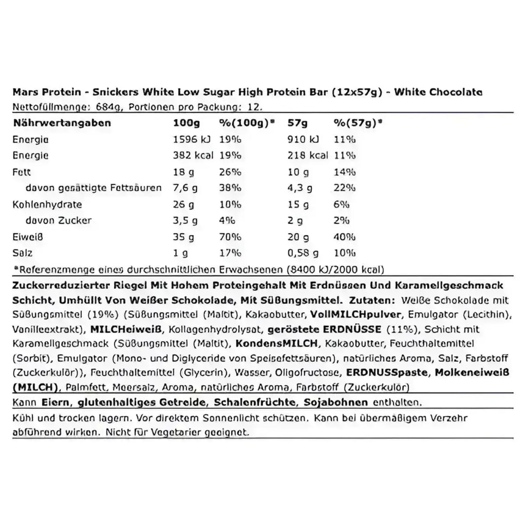 Snickers LOW SUGAR High Protein Bar 12x57g