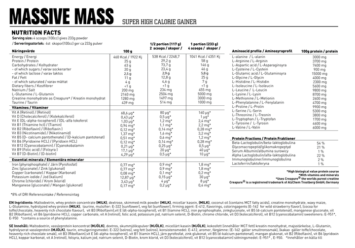 Swedish Supplements Massive Gainer 3,5kg Swedish Supplements