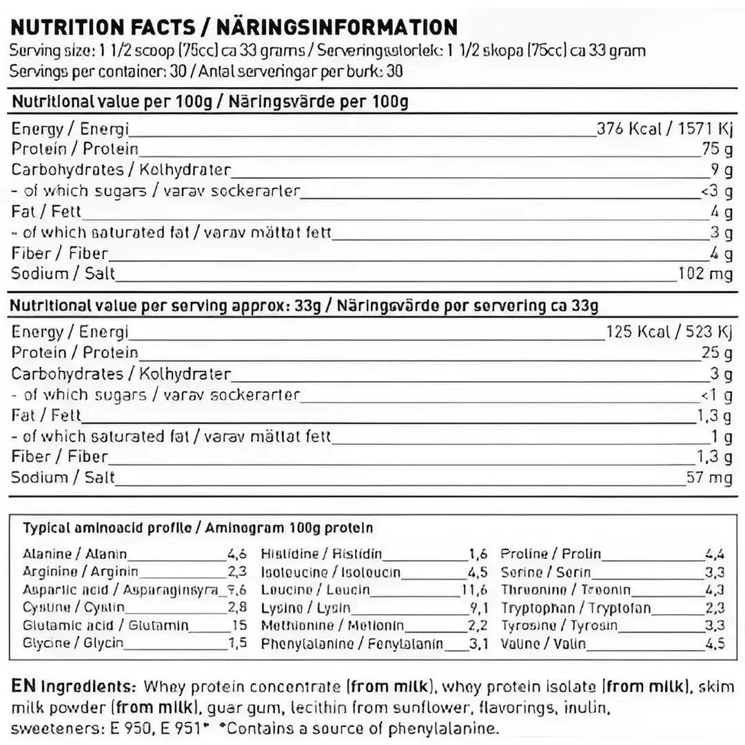 Swedish Supplements Whey Protein Deluxe 900g BEUTEL